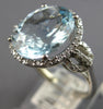 LARGE 4.6CT DIAMOND & AAA AQUAMARINE 14K WHITE GOLD OVAL & ROUND ENGAGEMENT RING