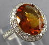 LARGE 3.70CT DIAMOND & AAA CITRINE 14KT WHITE GOLD 3D OVAL HALO ENGAGEMENT RING