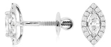 .37CT DIAMOND 14KT WHITE GOLD 3D MARQUISE & ROUND HALO SCREWBACK STUD EARRINGS