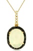 1.9CT WHITE & BLACK DIAMOND & AAA OPAL 14K YELLOW GOLD OVAL & ROUND HALO PENDANT