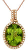 LARGE 3.02CT DIAMOND & AAA PERIDOT 14KT ROSE GOLD 3D OVAL HALO FLOATING PENDANT