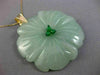 ESTATE EXTRA LARGE AAA JADE 14K YELLOW GOLD 3D HANDCRAFTED FLOWER PENDANT #26192