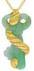 ESTATE AAA JADE 18K YELLOW GOLD KEY TO YOUR HEART LOVE KNOT FUN FLOATING PENDANT