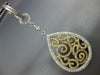 ESTATE LARGE 2.11CT DIAMOND 18KT 2 TONE GOLD FILIGREE TEAR DROP HANGING EARRINGS