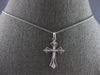 ESTATE .03CT DIAMOND 14KT WHITE GOLD 3D CLASSIC FILIGREE CROSS FLOATING PENDANT