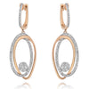 .68CT DIAMOND 14KT ROSE GOLD 3D FLOWER OVAL LOVE KNOT LEVERBACK HANGING EARRINGS