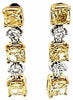 1.88CT WHITE & FANCY YELLOW DIAMOND 18KT 2 TONE GOLD 3D CUSHION & ROUND EARRINGS