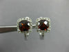 ESTATE 2.10CT DIAMOND & GARNET 14K WHITE GOLD HALO HEART LEVERBACK STUD EARRINGS