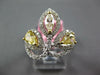 ESTATE LARGE 1.31CT WHITE & FANCY YELLOW DIAMOND 18KT 2 TONE GOLD 3D CROWN RING