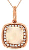 .98CT DIAMOND & AAA OPAL 14KT ROSE GOLD CUSHION & ROUND SQUARE FLOATING PENDANT