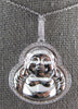 ESTATE .26CT DIAMOND 14KT WHITE GOLD 3D HAPPY SUMO WRESTLER FUN FLOATING PENDANT