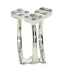 LARGE .73CT DIAMOND 18K WHITE GOLD ROUND & BAGUETTE MULTI SQUARE ETOILE FUN RING