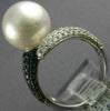 LARGE .94CT DIAMOND AAA SAPPHIRE & AAA SOUTH SEA PEARL 18KT WHITE GOLD LOVE RING