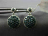 ESTATE .90CT WHITE & BLUE DIAMOND 14KT WHITE GOLD ROUND CLUSTER HANGING EARRINGS