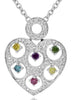 .55CT DIAMOND & AAA MULTI COLOR GEMS 14K WHITE GOLD HEART SHAPE FLOATING PENDANT