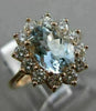 2.50CT DIAMOND & AQUAMARINE 14K ROSE GOLD 3D OVAL PRINCESS DIANA ENGAGEMENT RING