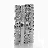 LARGE .59CT DIAMOND 18K WHITE GOLD MULTI ROW FILIGREE STACKABLE ANNIVERSARY RING