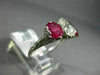 ANTIQUE 3.51CT OLD MINE DIAMOND & AAA RUBY PLATINUM THREE STONE ENGAGEMENT RING