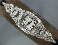 ANTIQUE LARGE PLATINUM HAMILTON 1.70CT OLD MINE DIAMOND ART DECO LADIES WATCH