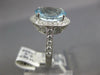 ESTATE LARGE 4.79CT DIAMOND & AAA AQUAMARINE 18K WHITE GOLD OVAL ENGAGEMENT RING