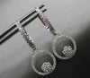 ESTATE .47CT DIAMOND 18K WHITE GOLD 3D FLOWER CIRCLE OF LIFE HUGGIE EARRINGS VVS