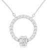 .48CT DIAMOND 14KT WHITE GOLD 3D ROUND & BAGUETTE SQUARE CIRCLE OF LIFE NECKLACE
