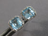 2.16CT DIAMOND & AAA AQUAMARINE 14K WHITE GOLD EMERALD CUT & ROUND STUD EARRINGS