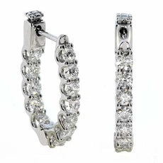 1.74CT DIAMOND 18KT WHITE GOLD 3D ROUND SHARE PRONG LUCIDA HOOP HANGING EARRINGS