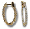 ESTATE 1.02CT DIAMOND 14KT YELLOW GOLD 3D INSIDE OUT OVAL HOOP HANGING EARRINGS