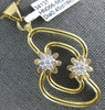 ESTATE LARGE .45CT DIAMOND 18KT WHITE & YELLOW GOLD 3D DOUBLE FLOWER FUN PENDANT