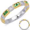 .49CT DIAMOND & AAA EMERALD 14KT 2 TONE GOLD PRINCESS FILIGREE ANNIVERSARY RING