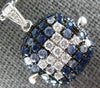 ESTATE 1.38CT DIAMOND & AAA SAPPHIRE 18KT WHITE GOLD SQUARE CLUSTER FUN PENDANT