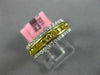 ESTATE .88CT WHITE & FANCY YELLOW DIAMOND 18K 2 TONE GOLD 3 ROW ANNIVERSARY RING