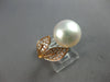 LARGE .27CT DIAMOND & AAA PINK SOUTH SEA PEARL 18K ROSE GOLD 3D DOUBLE LEAF RING