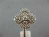 ESTATE LARGE 1.01CT DIAMOND 18KT WHITE GOLD 3D FOUR LEAF CLOVER LOVE RING