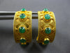 LARGE 2.21CT AAA EMERALD 18KT YELLOW GOLD 5 STONE FILIGREE GREECE EARRINGS 28195