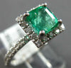 LARGE 1.72CT DIAMOND & AAA EMERALD 14KT WHITE GOLD SQUARE HALO ENGAGEMENT RING