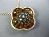 LARGE 1.25CT WHITE & MOCHA DIAMOND 14K ROSE GOLD 3D FLOWER LOVE FLOATING PENDANT