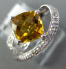 1.37CT DIAMOND & AAA CITRINE 14KT WHITE GOLD CUSHION & ROUND LOVE KNOT FUN RING