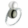 WIDE .25CT DIAMOND TAHITIAN & SOUTH SEA PEARL 18KT WHITE GOLD CRISS CROSS RING