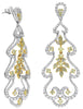 LARGE 5.09CT WHITE & FANCY YELLOW DIAMOND 18K 2 TONE GOLD 3D CHANDELIER EARRINGS