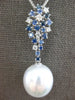 .80CT DIAMOND & SAPPHIRE & AAA SOUTH SEA PEARL 18KT WHITE GOLD TEAR DROP PENDANT