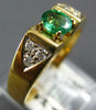 SMALL .70CT DIAMOND & AAA EMERALD 18K YELLOW GOLD OVAL & ROUND TRILLION FUN RING