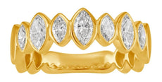 .80CT DIAMOND 14KT YELLOW GOLD 3D MARQUISE BEZEL SEMI ETERNITY ANNIVERSARY RING
