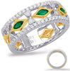 WIDE .67CT DIAMOND & AAA TSAVORITE 14KT 2 TONE GOLD 3D FILIGREE ANNIVERSARY RING