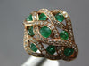 ESTATE WIDE 1.21CT DIAMOND & AAA EMERALD 14KT ROSE GOLD INFINITY FLOWER FUN RING