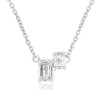 .30CT DIAMOND 14K WHITE GOLD BAGUETTE CLASSIC 2 STONE SHARED PRONG LOVE NECKLACE