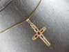 ESTATE 1.0CT AAA RUBY 14K YELLOW GOLD OVAL 5 STONE CROSS FLOATING PENDANT #27884