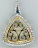 .62CT DIAMOND 18KT 2 TONE GOLD TRIANGULAR HALO MULTI HEART FILIGREE FUN PENDANT