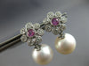 1.1CT DIAMOND & AAA PINK SAPPPHIRE & SOUTH SEA PEARL 14KT WHITE GOLD 3D EARRINGS